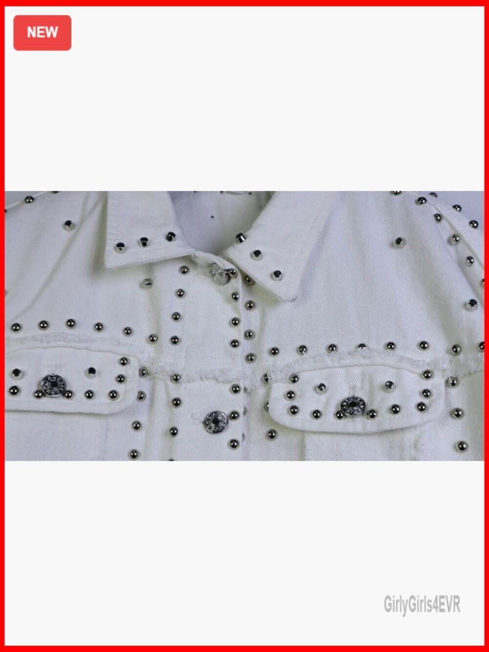 Long Sleeve Studded Denim Jacket Loose Fit Western Style - Picture 7 of 7